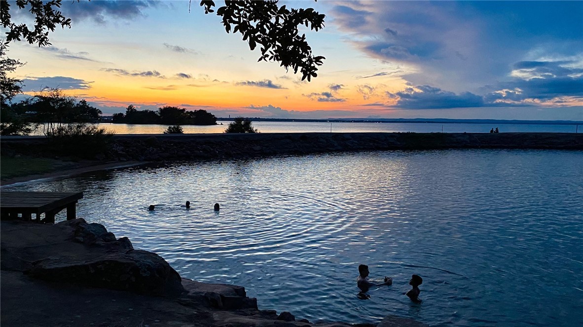 Sunset gathering on the water during a Ledgeway Sangha retreat